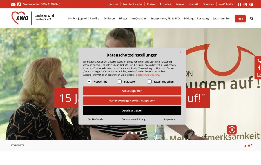Selbst „aeo hamburg" führt zur Arbeiterwohlfahrt (AWO Hamburg).